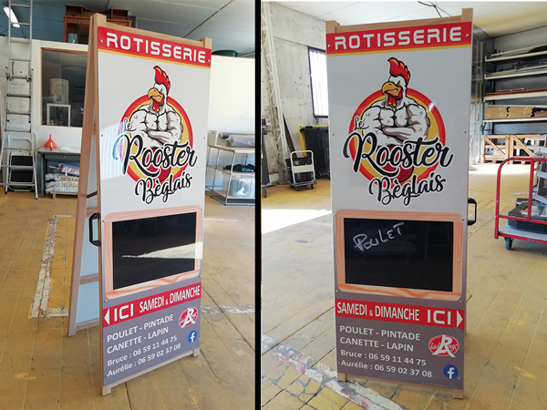 Chevalet pour les Rôtisseries ambulantes "Le Rooster Bèglais"