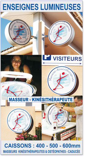 Enseignes et caissons Masseurs Kinésithérapeutes et Ostéopathes (MK & MKO)