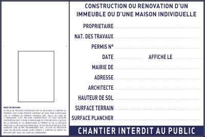 Panneaux de chantier / permis de construire